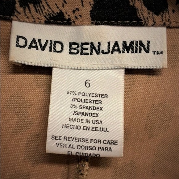 Vintage David Benjamin Tan Black Animal Print Polyester Stretch Blazer Size 6 - Picture 5 of 7